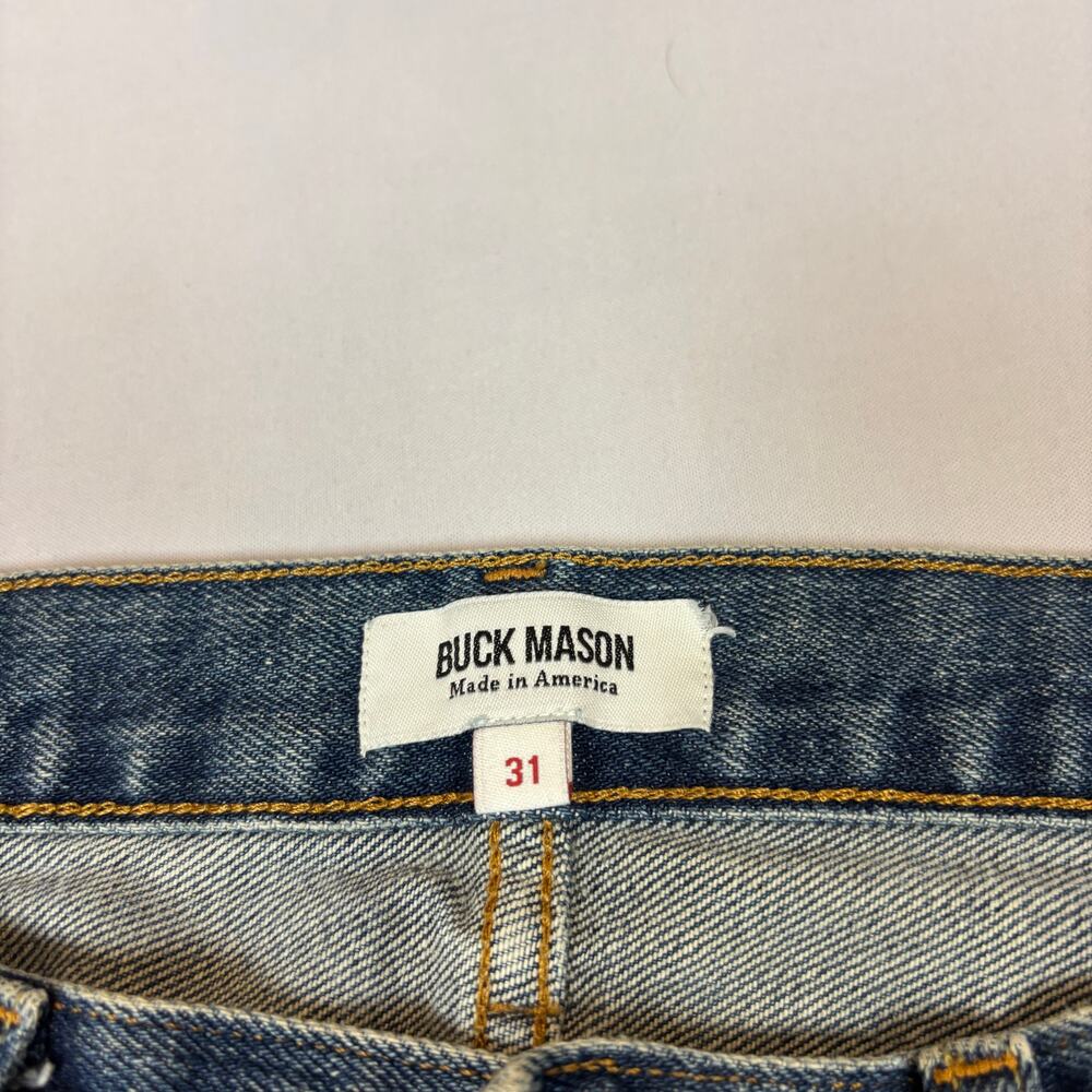Buck Mason Slim Straight Jeans in Medium Blue - Picture 4 of 12